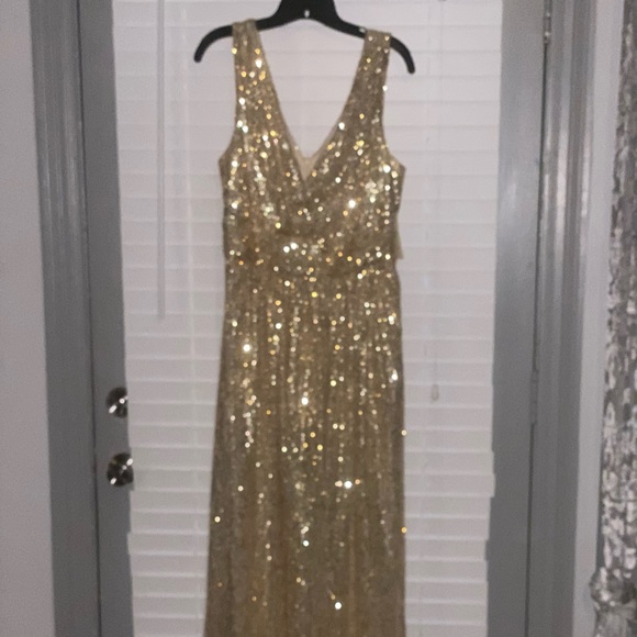 kate kasin gold sequin dress NWT Kate Kasin Women Sequin Dress Sleeveless Maxi Evening Prom Dress KK19 Gold